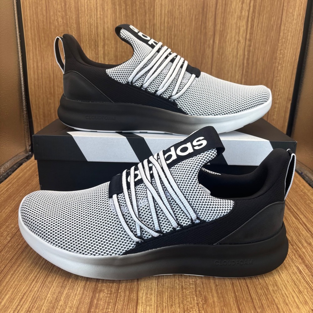 Adidas Lite Racer Adapt 7.0 Wide Mens 12 Black White IE6336 Sneakers NEW